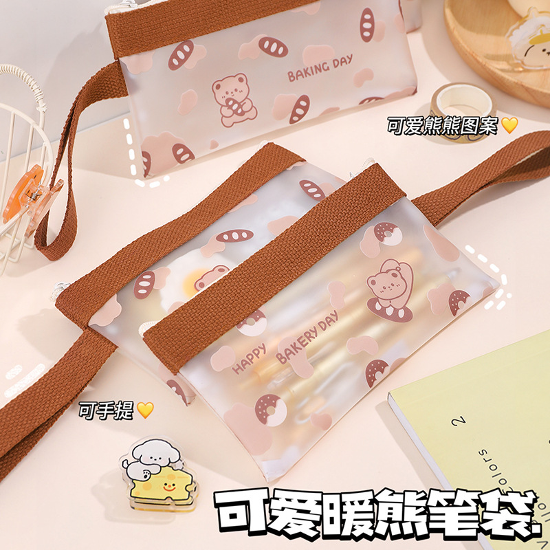 Nueva caja de lápiz transparente TPU estudiante de gran capacidad bolsa de almacenamiento niñas monedero bolso de viaje bolsa de cosméticos