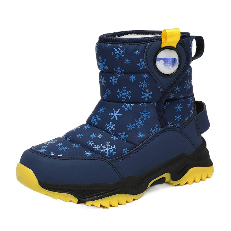 Botas de nieve para niños otoño-invierno 2025 nuevas botas de algodón para niños con terciopelo grueso calentado zapatos de algodón impermeables mareas