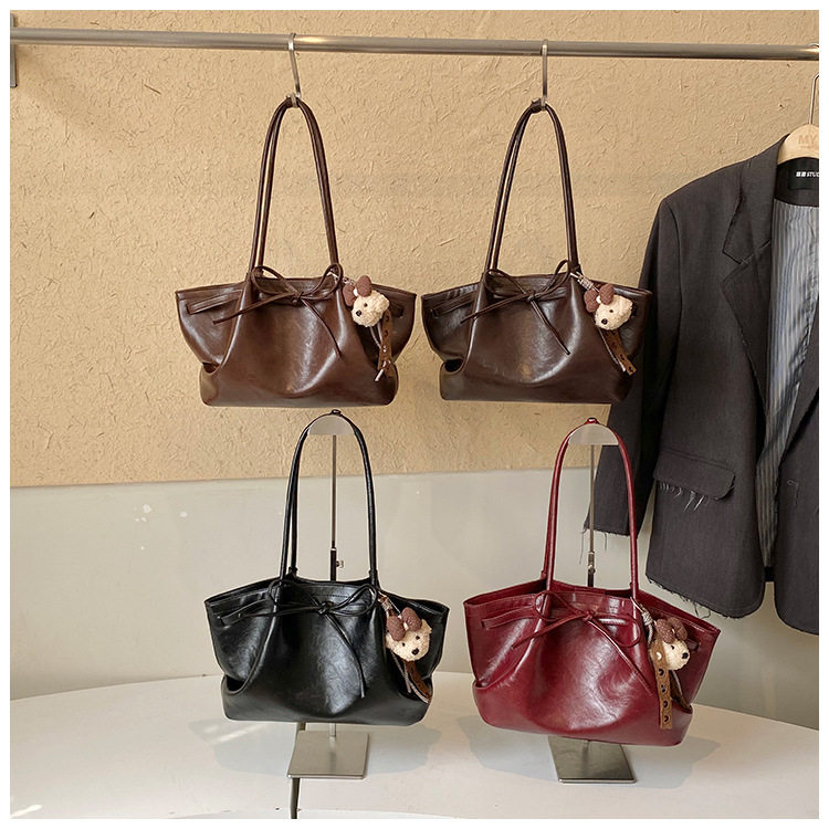 Túi tote nữ cỡ lớn dáng shopping đeo vai kẹp nách — Màu cà phê Không có mặt dây chuyền, Màu nâu không có mặt dây chuyền, Rượu vang đỏ không có mặt dây chuyền, Đen không có mặt dây chuyền chi tiết 2