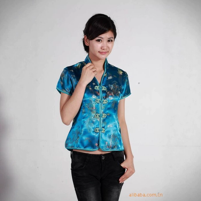 Костюм Cheongsam Tang оптом/топ с коротким рукавом V-образный заказ JY044-4