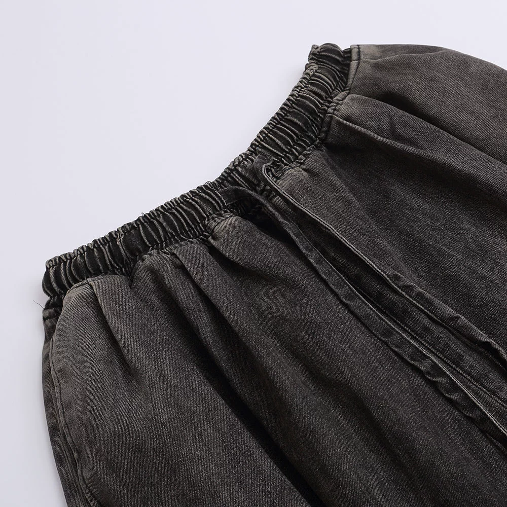 Джинсовые брюки, мужские спортивные шорты, панк-стиль, эластичная waistband, свободный крой