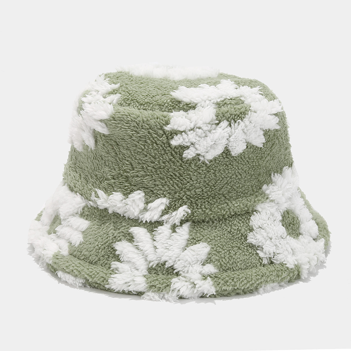 Japón pequeño fresco patrón de flor de moda gorra de pescador de peluche mujer moda versátil gorra de ocio gorra de bañera al aire libre gorra caliente