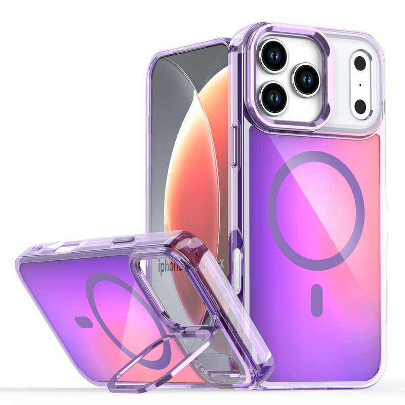 iPhone17に適した新モデル、ブライトシャドウカメレオン磁気吸着携帯電話ケース、Apple 15レンズホルダー、落下防止保護カバー|undefined