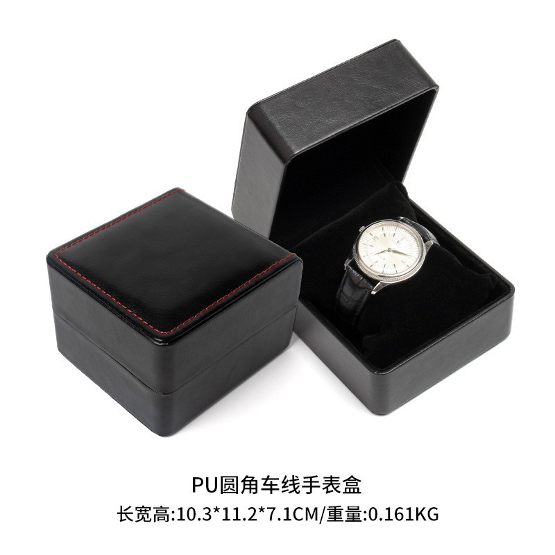 pu leather high sense watch box black storage double watch box leather flip men's watch box in stock wholesale
