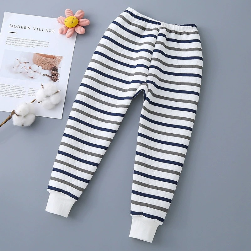 Children's winter quilted keep warm cartoon trousers for men and women, increased thickness