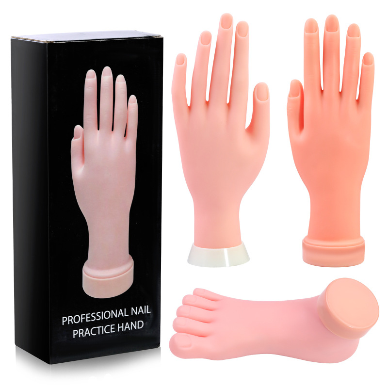 Cross-Border Nail Art Beginners Practice Using a Fake Hand to Position Nail Tips, Nail Salon Display Practice Hand, Rubber Hand Model Wholesale