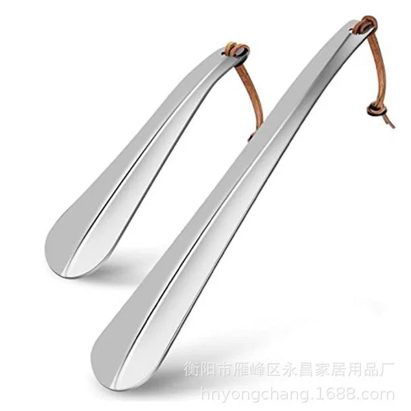 Amazon best selling metal stainless steel shoehorn thickened shoehorn lengthened shoe lift shoe wearer 18-30cm