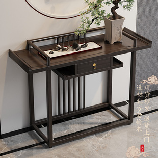 New Chinese Style Entrance Table Entrance Cabinet Solid Wood Simple Old Elm Wood Entrance Table Partition Zen Style Table