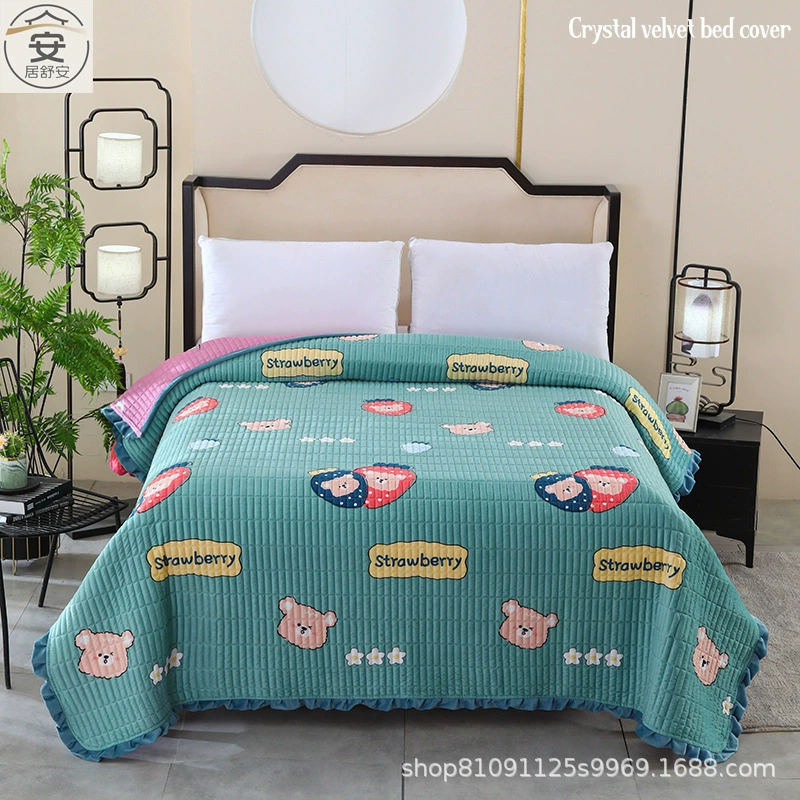 Хрустальное бархатное покрывало на кровать Новое Покрывало стеганое корейское AB поверхность утолщенное молочное бархатное покрывало одеяло простыня живая доставка