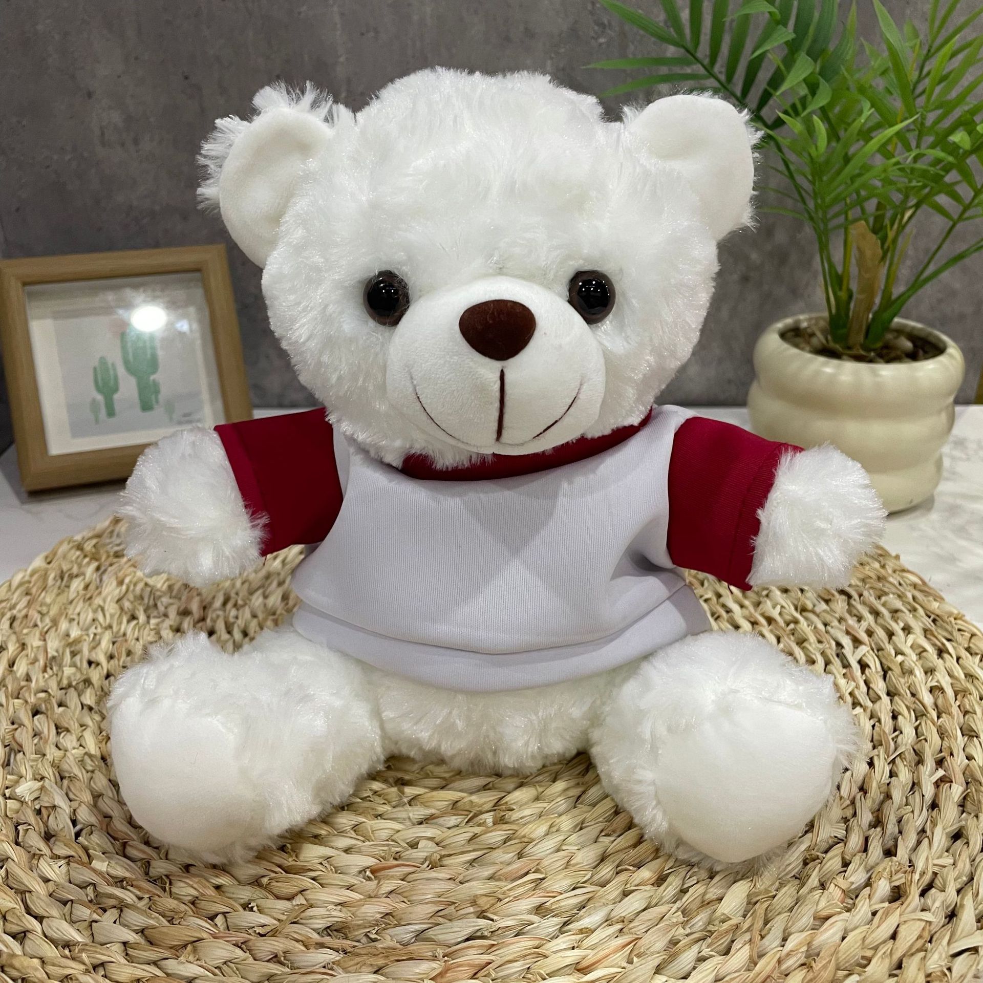 Teddy Bear se puede imprimir LOGO evento de vacaciones muñeca regalo para el hogar adornos de escritorio abrazar juguetes de peluche