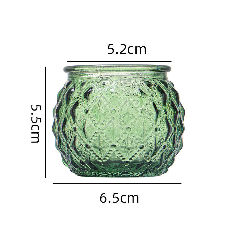 Transfronterizo Amazon para el conjunto de vela de vidrio en relieve, taza de cera de banana de color, candelabro a rayas, patrón de diamante