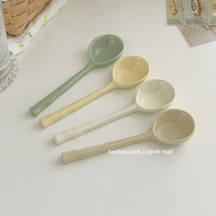 OK maji high color value ins cute yogurt bowl feeling ceramic tableware instant noodles oatmeal small spoon for home use