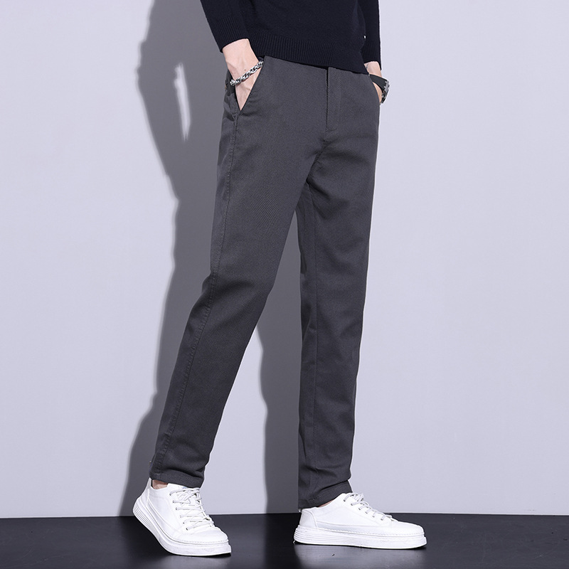 Autumn and Winter Casual Pants Men's Slim-Fit Commuter Leg Pants Autumn 2024 New All-Match Long Pants Men's fleece-lined