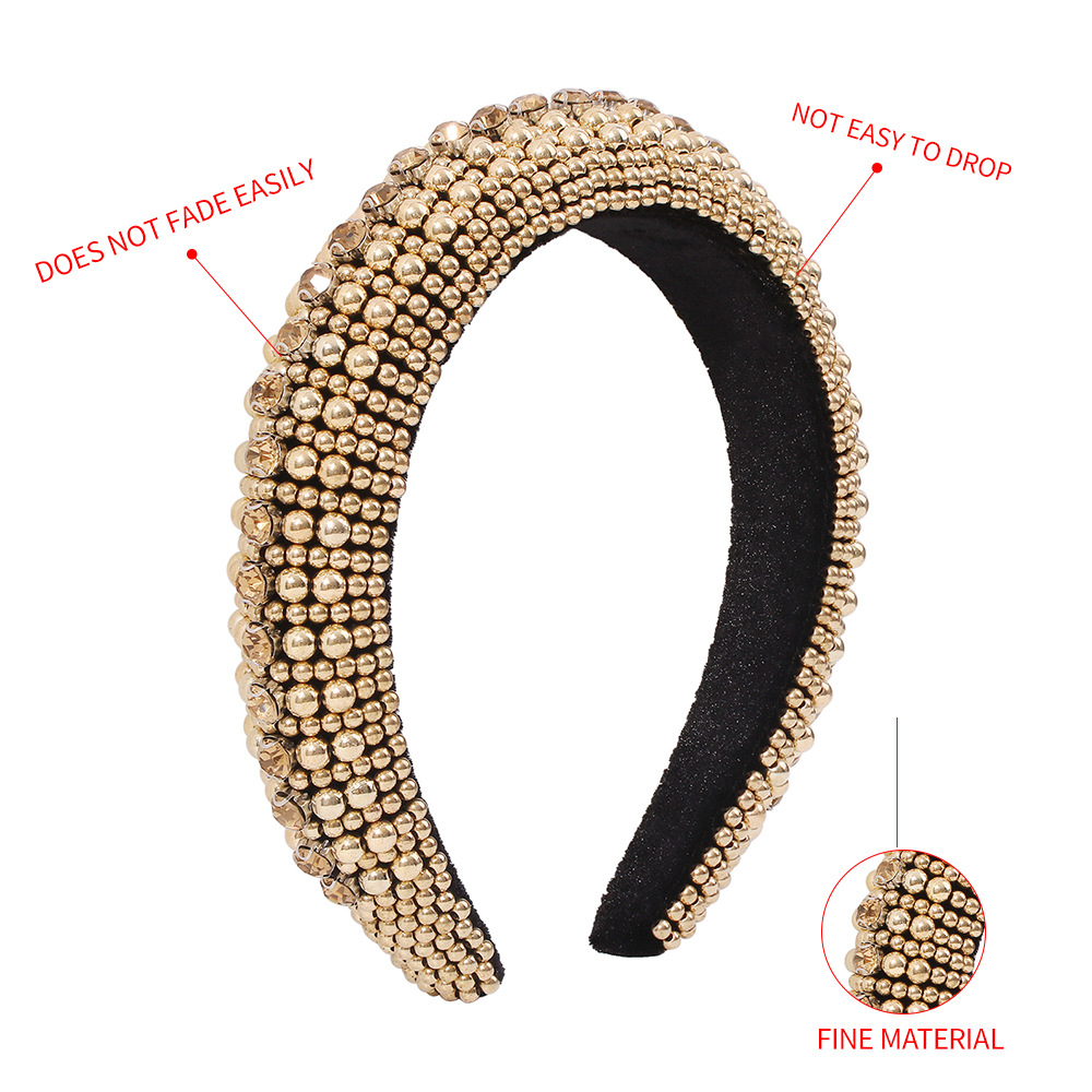 Simple Diamond-studded Thick Sponge Headband display picture 2