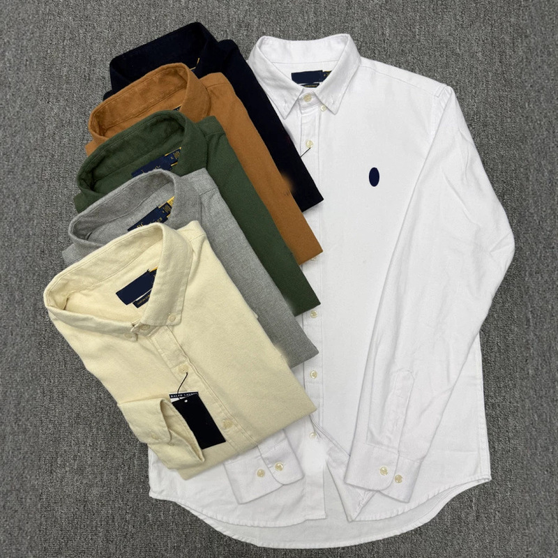 New spring and autumn collection: men's long-sleeved shirt, business casual, slim-fit, with embroidered logo, made of pure cotton flannel New spring and autumn collection: men's long-sleeved shirt, business casual, slim-fit, with embroidered logo, made of pure cotton flannel