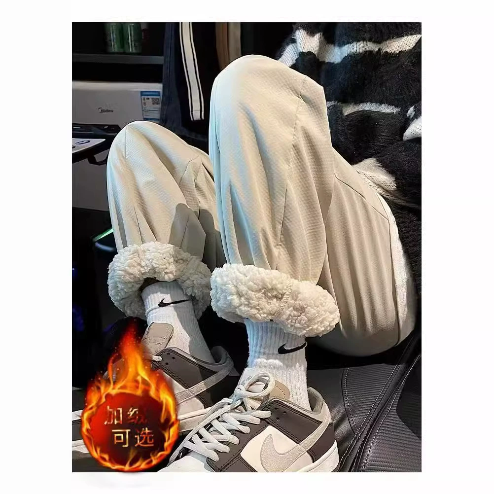 Новые кашемировые повседневные брюки мужские зимние плюшевые толстые кашемировые кашемировые брюки повседневные пучки теплые хлопчатобумажные брюки прилив