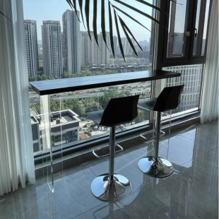 Bar Acrylic Leisure High Balcony Suspended Transparent Solid Wood Bar Table Modern Simple Set of Wall Tables and Chairs