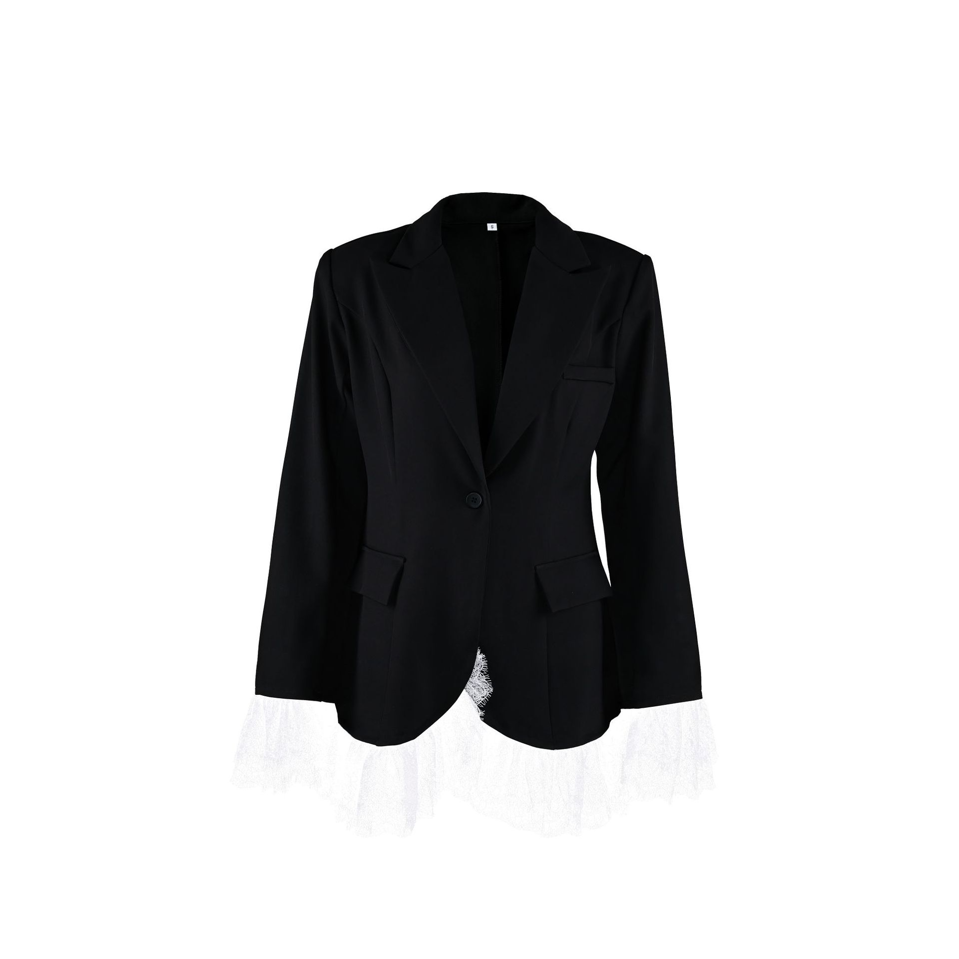 ng2510292 2025 Coss-Bode Euopean And Ameican Women's Suit Jacket V-Neck Lace Tim Elegant Black Blaze Fo Women Autumn_ecoleips.com
