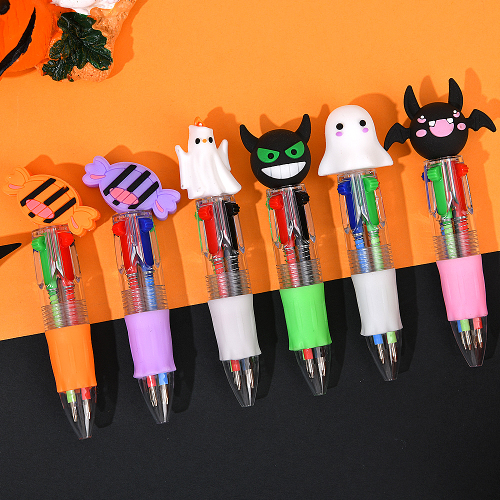 Ventas transfronterizas calientes de Halloween bolígrafo de cuatro colores mini serie de dibujos animados lindos bolígrafo de color para estudiantes papelería bolígrafo de regalo