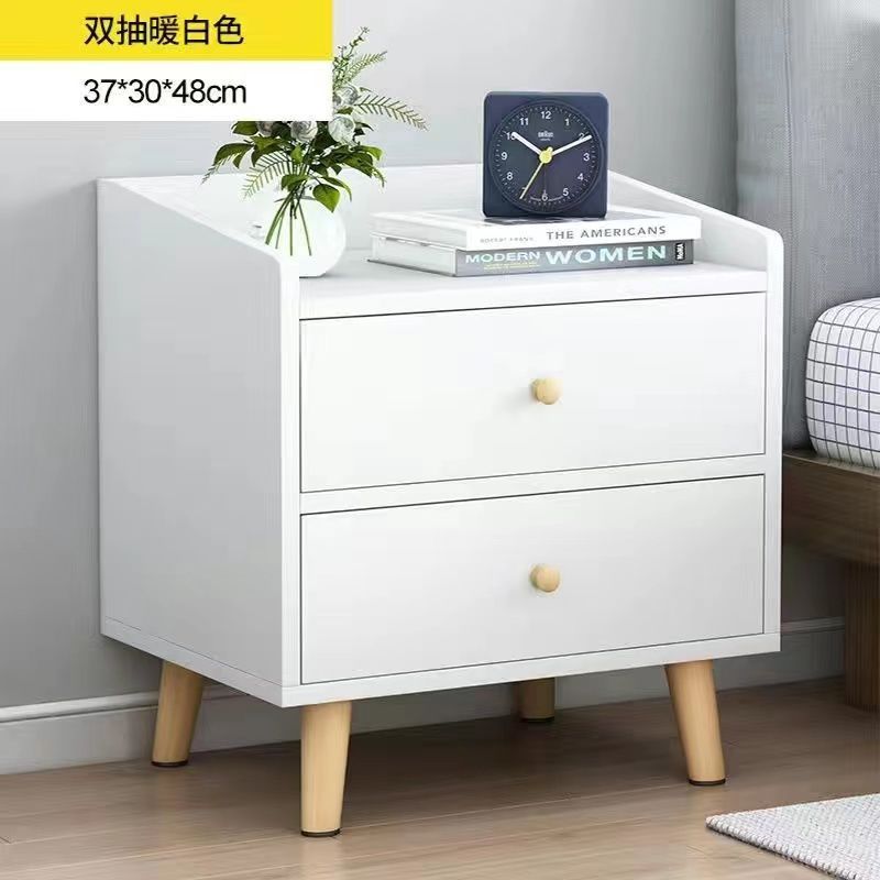 【업그레이드형 2단 서랍】 따뜻한 흰색 + 원목 다리✦☆