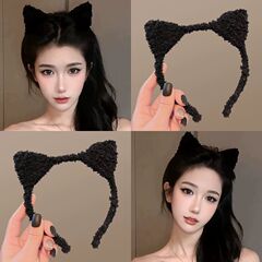 韓国式のかわいいぬいぐるみの耳のカチューシャ2025新型秋冬の洗顔は髪のカチューシャの甘いカチューシャを締めません。