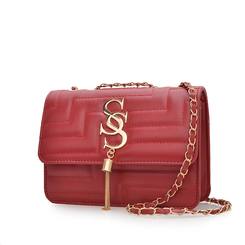 Bolso de cadena popular de este año bolso de mensajero retro femenino pequeño bolso cuadrado 2025 primavera nuevo bolso de hombro con borla de moda