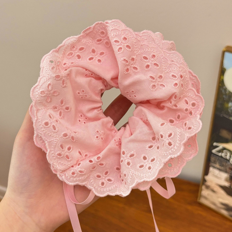 Corbata de pelo de intestino de lunares de crema grande coreana, gomas de goma de cola de caballo suaves para mujer, accesorios para el cabello de bola, accesorios para el cabello, cuerda para la cabeza