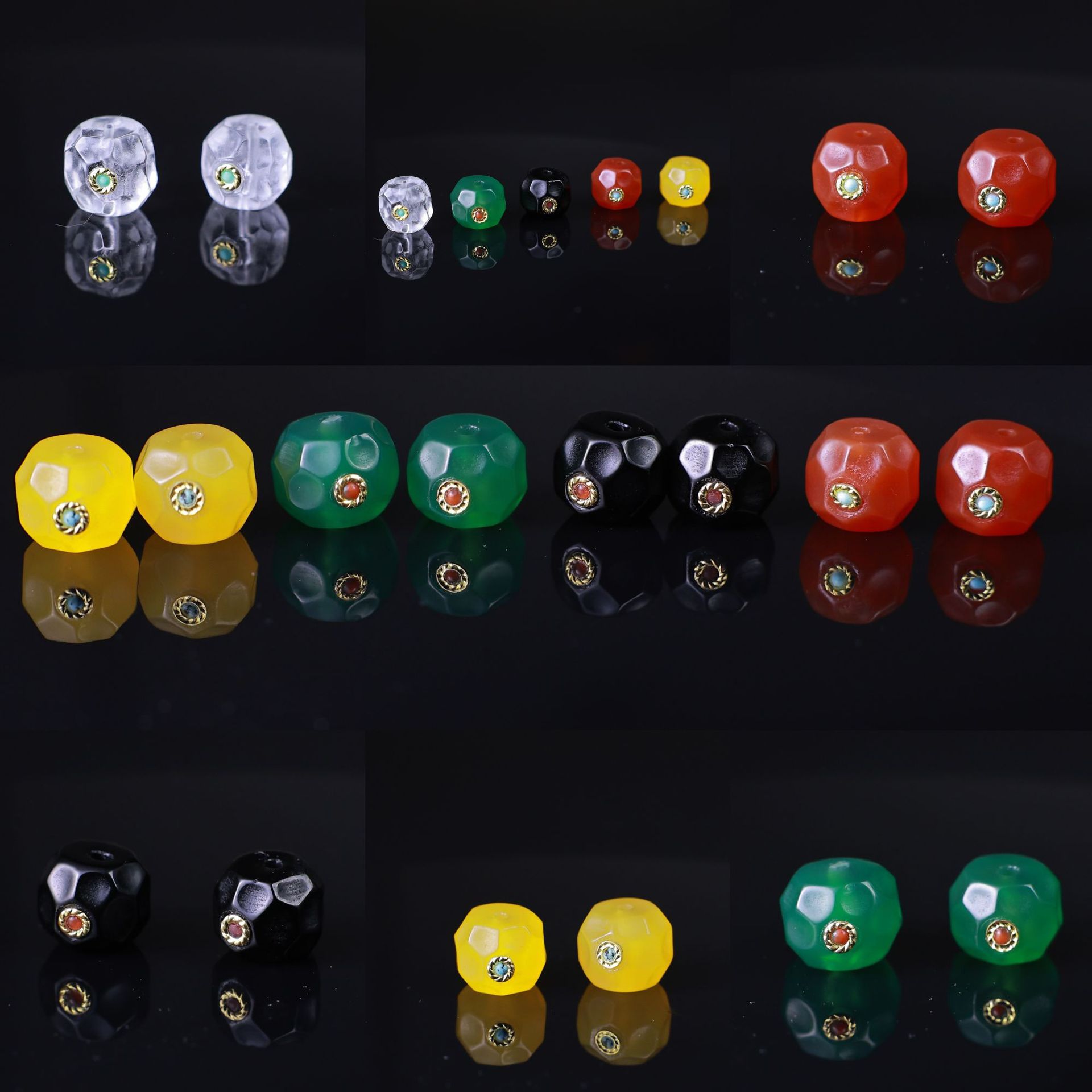 Agate Inlaid Spacer Beads, Decorative Beads, DIY Bracelet Accessories, Loose Beads, Wholesale and Dropshipping