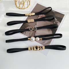 Simple elastic thin belt for women, decorative skirt, shirt belt, elastic and versatile metal buckle waist chain wholesale