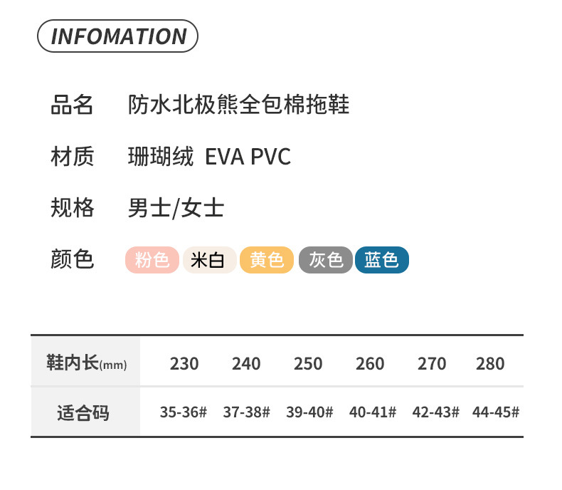 防水EVA棉拖鞋女包跟厚底冬季拖鞋男士居家室内家用家居可爱卡通详情10