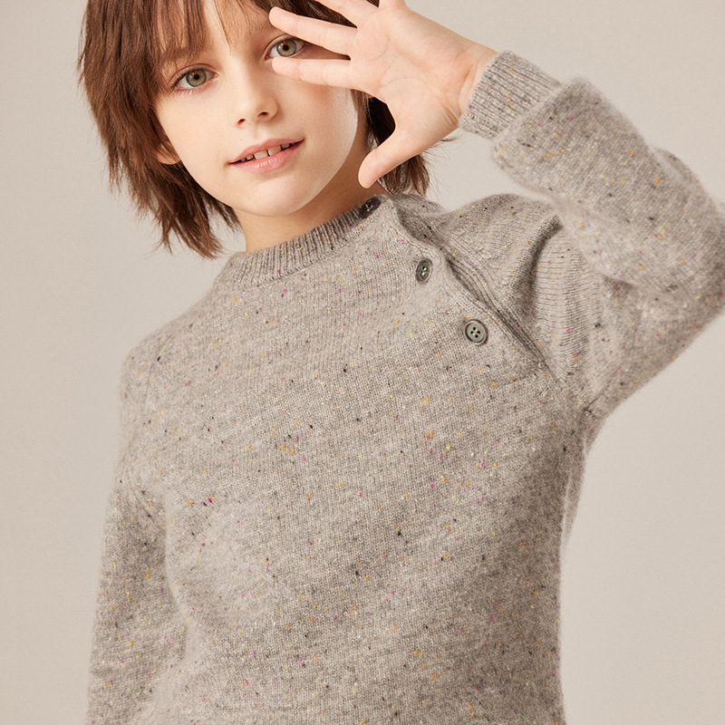 Children's cashmere warm solid color woolen knitted sweater for boys
