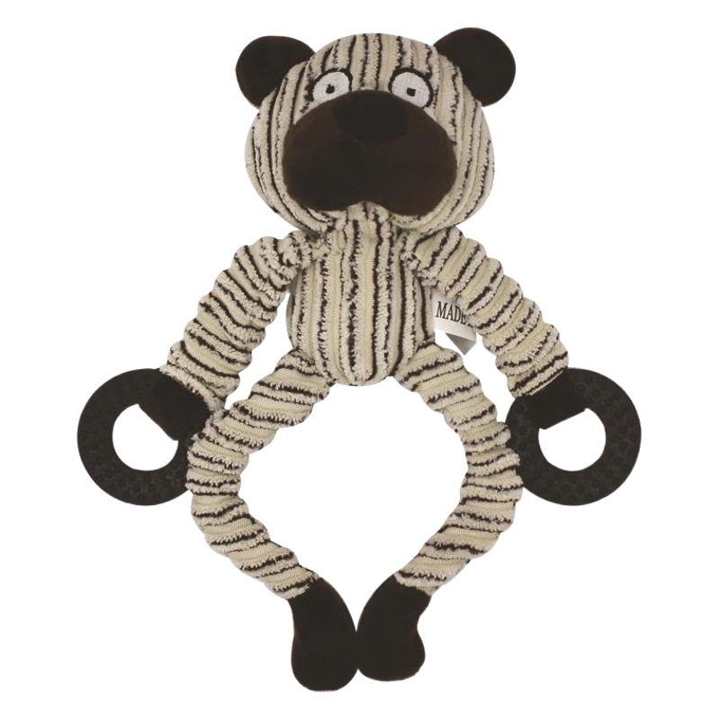 Mascota de juguete de peluche de tres colores anillo de goma de peluche mono hipopótamo Oso de juguete para mascotas