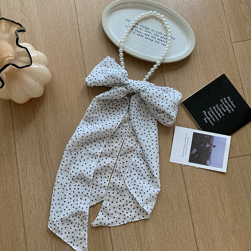 Collar de perlas Nuevo cinturón de moda multiusos Bufanda de seda Tiras largas Tiras de alta calidad Turbante para el cabello Cinturón de lunares para el cabello Accesorios para el cabello