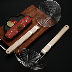 漏勺不鏽鋼線大木柄油鼓漏廚房餐廳家用油炸大油隔廚房柄過濾網撈