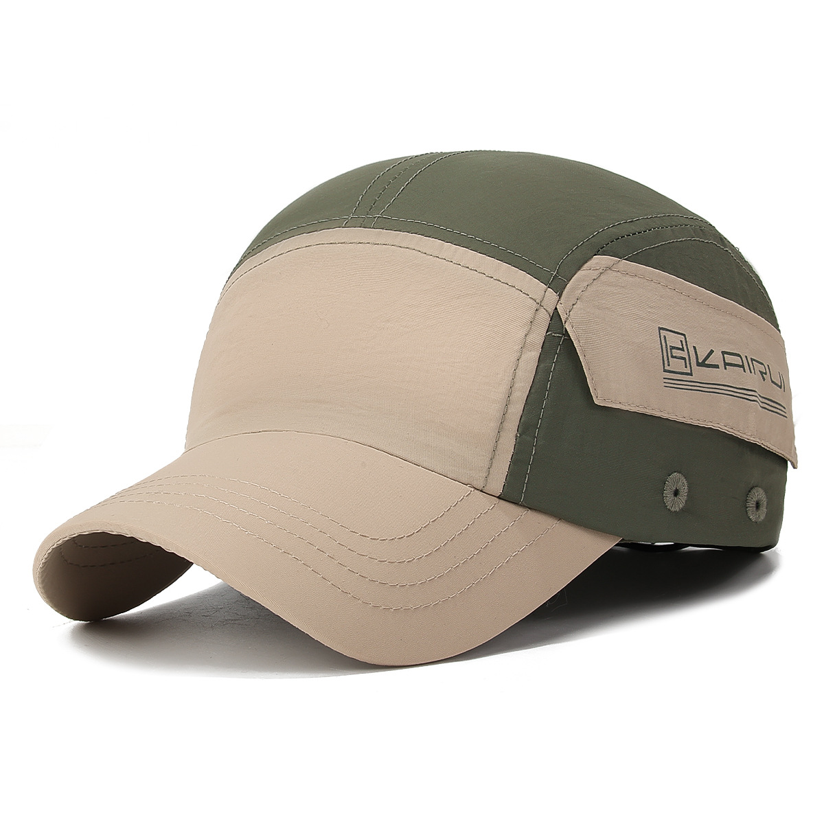 Sommerliche Baseballkappe im amerikanischen Duckbill-Stil mit Patchwork-Design, Farbblock-Optik, schnelltrocknend, wasserdicht, mit kurzem Schirm, für Outdoor-Aktivitäten_voghion.com