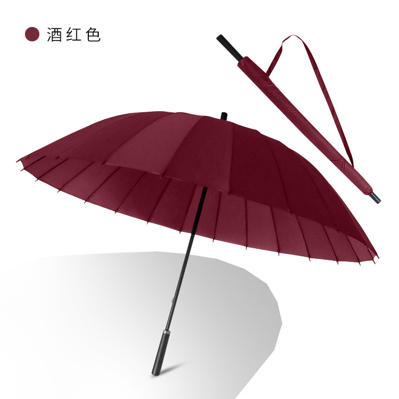 24本骨ロングハンドル傘 メンズ 大型 自動強化 暴雨 強風 防風 ブラック ビジネス カスタマイズ ストレート傘 メンズ|undefined