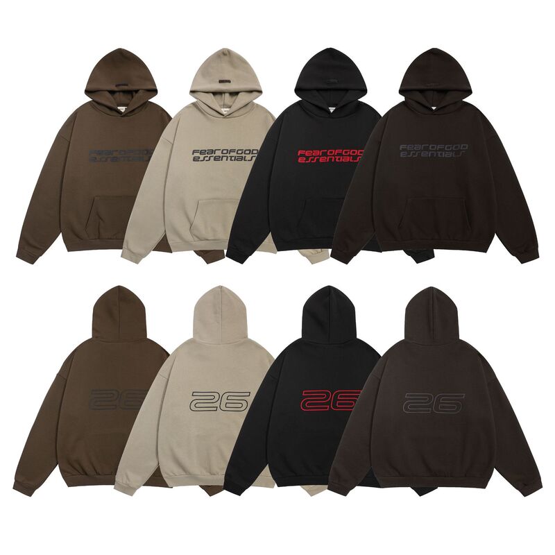 Cross-Border Trendy Brand Essentials Fear of God 26 New Model Front Logo Embossed Fleece-Lined Hooded Sweatshirt Set Cross-Border Trendy Brand Essentials Fear of God 26 New Model Front Logo Embossed Fleece-Lined Hooded Sweatshirt Set