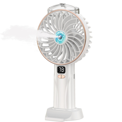 Handheld Spray Fan with Humidifier, Student Desk Top Digital Silent Brushless Charging Cooling Water Fan