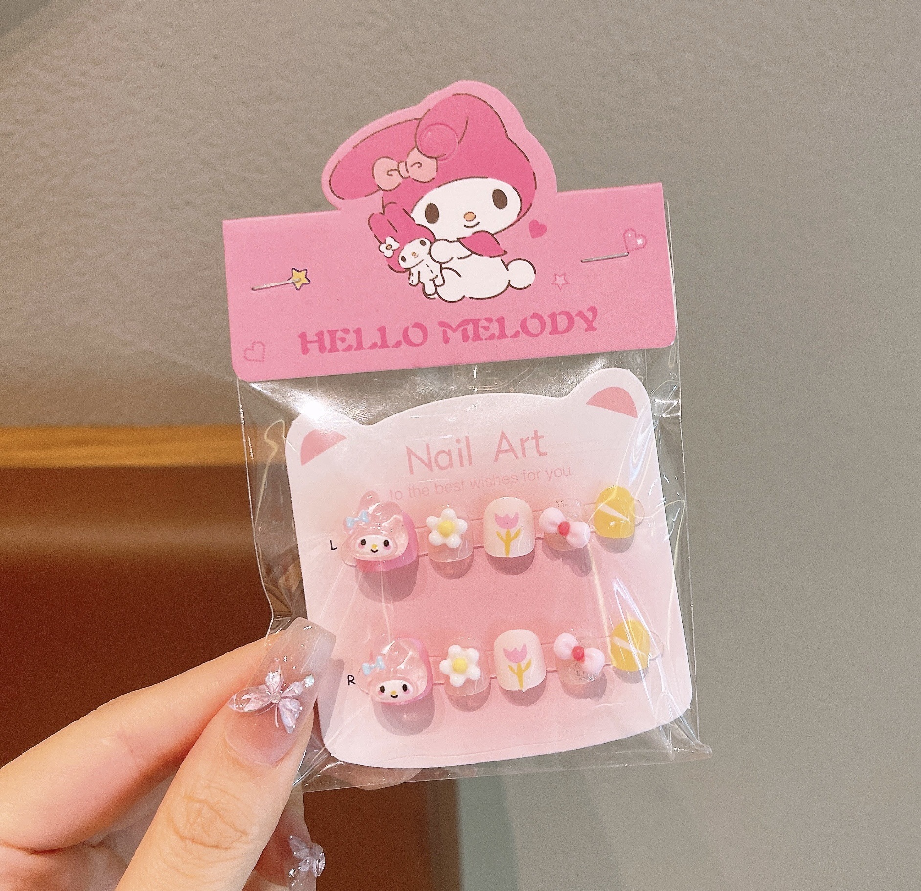 Niños Kulomi dibujos animados bebés usar uñas niñas lindas manicure parches de uñas impermeables para usar