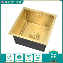 纳米土豪金不锈钢手工吧台水槽小单槽迷你厨房洗菜盆台下洗碗池大