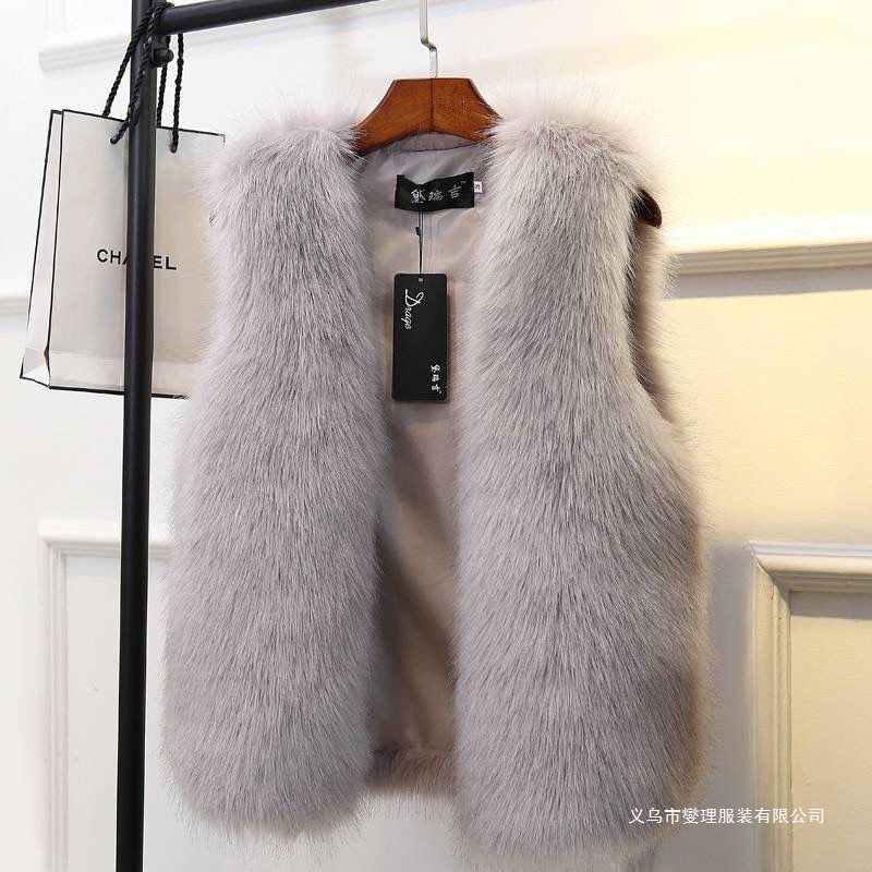 Plus-Size Autumn and Winter New Faux Fox Fur Vest, Short Thickened Fur Vest, Korean Style Slimming Fur Coat