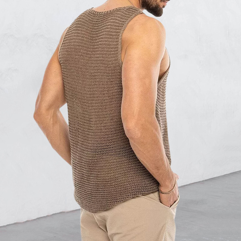 Sweater Summer Loose Sleeveless Knitted Vest Sports Muscle Men's Clothing_voghion.com