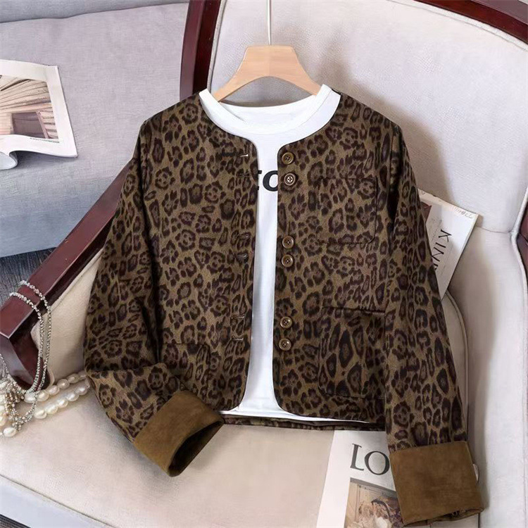 2026 Spring and Autumn New Leopard Print Short Patchwork Color-Block Blazer for Women, High-End Jacket Suit Coat 2026 Spring and Autumn New Leopard Print Short Patchwork Color-Block Blazer for Women, High-End Jacket Suit Coat
