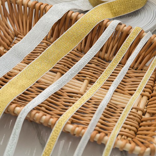 Wholesale 1cm wide high elastic elastic band lace webbing accessories gold and silver clothing fabric underwear wedding dress