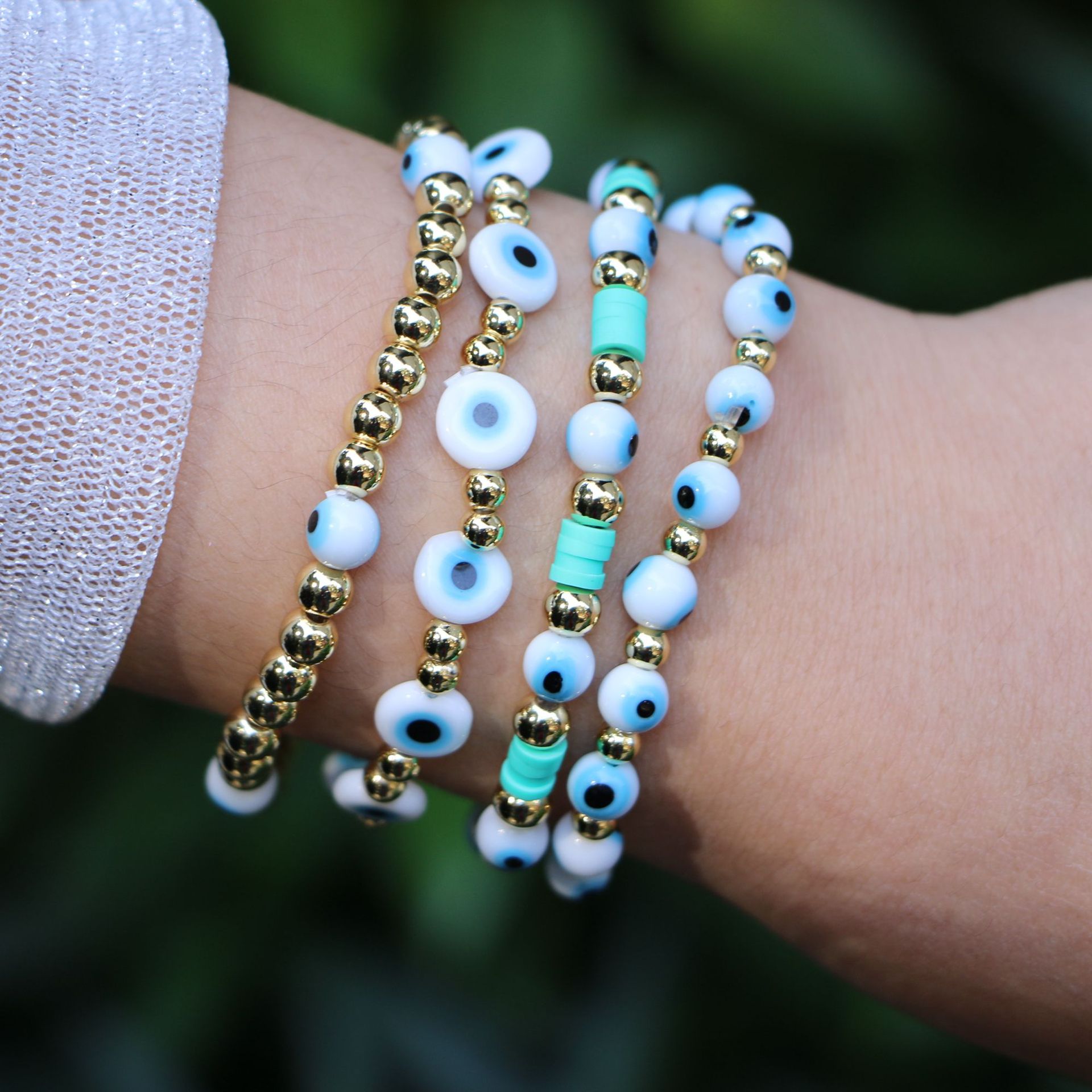 Glazed beads Devilu0027s Eyes Beaded Bracelet Fashion Jewelry