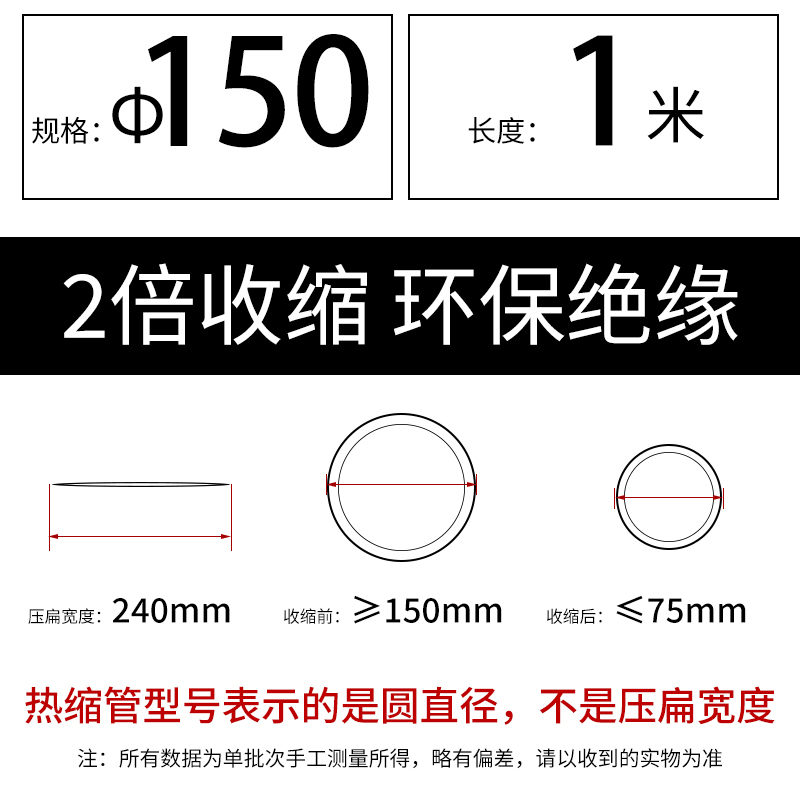Doméstico doble cable de datos de revestimiento térmico retráctil Φ 0.6-180mm retráctil rápido aislante de protección ambiental revestimiento negro