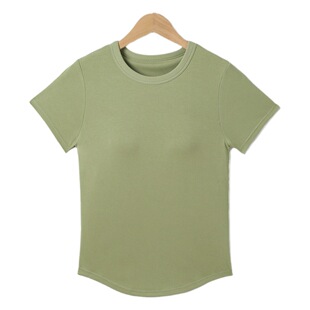 Basic All-match One-piece T-shirt with Chest Pad Slim-fit Slimming Arc Hem Short-sleeved New Spring and Summer Inner Vest