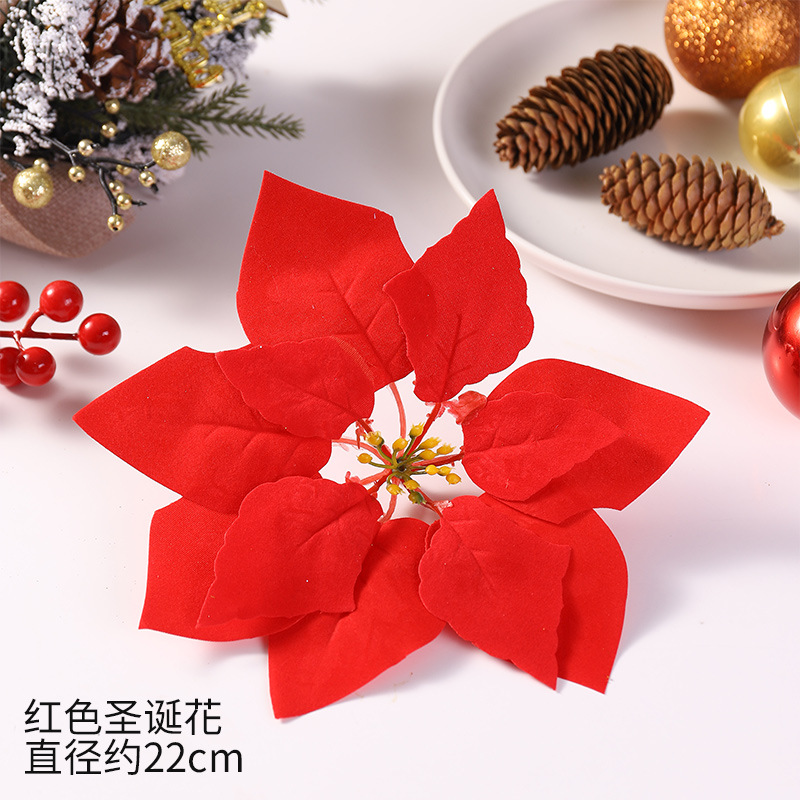 Al por mayor y al por menor Flor de Navidad artificial 22cm gran árbol de Navidad flor decorativa Comercio exterior transfronterizo caliente accesorios de Navidad