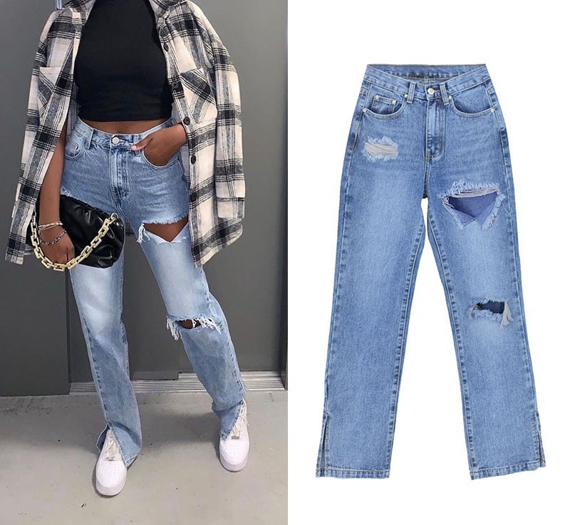 Women's Daily Streetwear Solid Color Full Length Jeans Straight Pants display picture 4