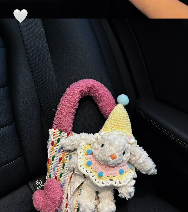 Cute Rabbit Heart-Shaped Car Tissue Box, Car Tissue Hanging Bag, In-Car Hanging Style High-End Tissue Box